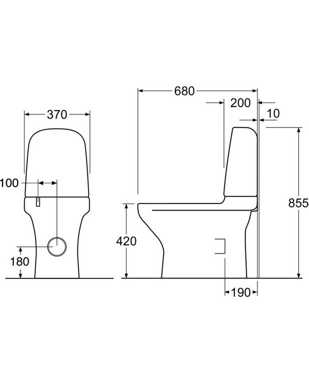 Toalett Estetic 8300 - skjult s/p-vannlås, Hygienic Flush - Organisk design med enkelt-å-rengjøre overflater
Hygienisk spyling: åpen spylekant for enklere rengjøring
Ceramicplus for rask og miljøvennlig rengjøring