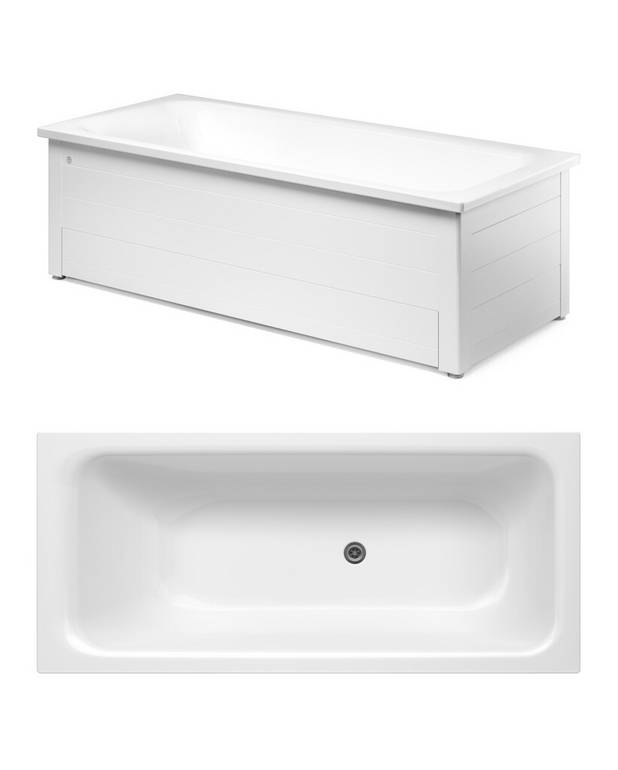 Bathtub with front panel, Combi – 1570 x 700 - Made of titanium steel and enamel, an extremely durable combination
With optimal space to stand and shower
Low step-in to make it easier to step in and out of the tub