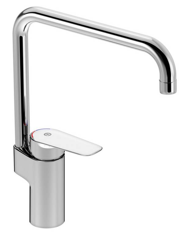 Kitchen mixer Atlantic-high spout - Pivoting spout 110° (0° and 60° block included)
Lever with clear color marking for hot and cold
Soft move, technology for smooth and precise handling