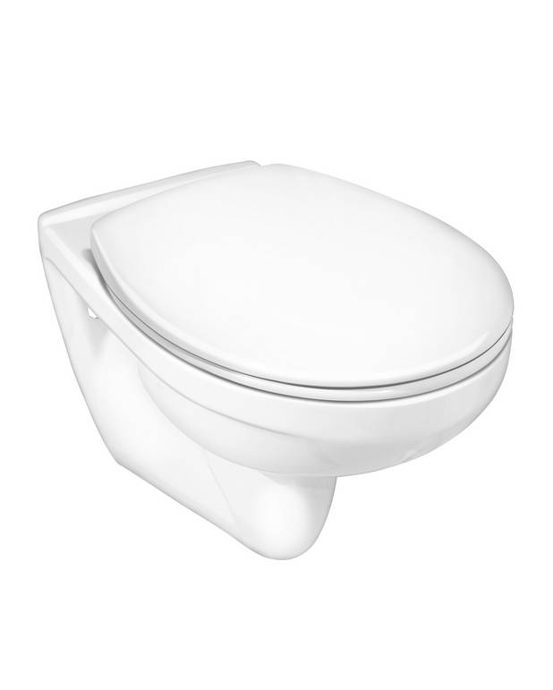 3530 Nordic3 vegghengt toalett - Funksjonell design med skandinaviske standardmål.
Glasert under spylingskant for enklere rengjøring. 
Passer med våre Triomontfiksturer.
