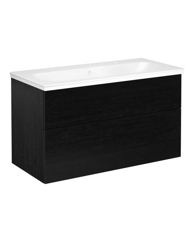Bathroom cabinet Artic - 100 cm - Fully extendable drawers with soft closing
Washstand water trap that saves space in cabinet 
Manufactured in moisture resistant materials