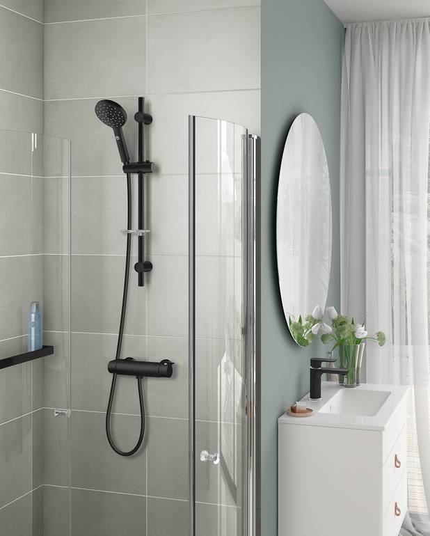 Duschblandare Estetic - termostat - Safe Touch reduces the heat on the front of the faucet
Maintains even water temperature
Available in chrome, matte black and matte white