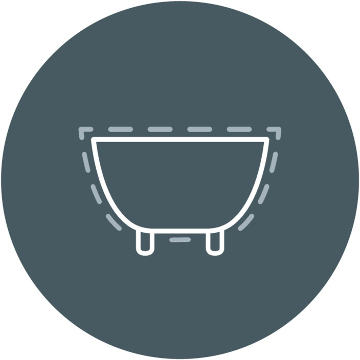Badekarene våre kan leveres med en ekstra overflate- behandling som vi kaller glazeplus, en krystallklar polymerfilm som beskytter overflaten på badekaret mot smuss og kalkavleiringer, noe som forenkler rengjøringen og reduserer behovet for vaskemidler.