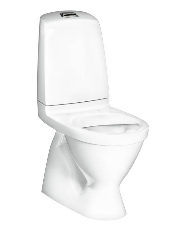 Toilet Nautic 1500 - skjult s-lås, Hygienic Flush - Rengøringsvenligt og minimalistisk design 
Med åben skyllerand for nemmere rengøring
Lav skylleknap i flot design
