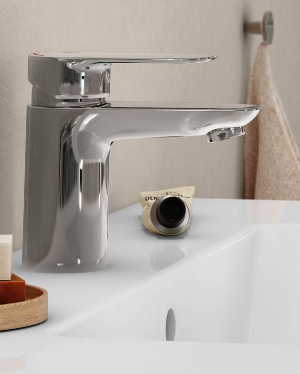 Washbasin mixer Atlantic - Lever with clear color marking for hot and cold
Soft move, technology for smooth and precise handling
Adjustable max temperature for scald protection