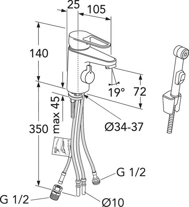  - Energy Class A
Cold-start, only cold water when the lever is in straight forward position
Easy grip lever with clear colour marking for hot and cold