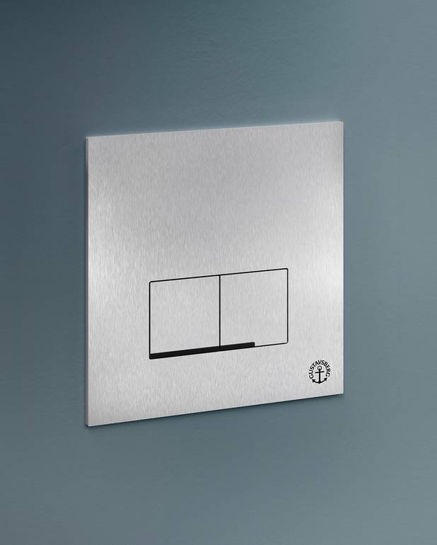 Toalettknapp for fikstur XS – veggknapp, rektangulær - Produsert i rustfritt metall
For frontmontering på Triomont XS
Finnes i ulike farger og materialer