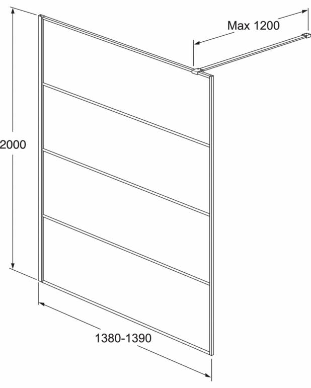 SQUARE-væg til brusekabine - Sort mat anodiseret aluminium med alle synlige detaljer i sort
Rammer på ydersiden af glasset for at undgå smudsdannelse
Fås i størrelser op til 140 cm