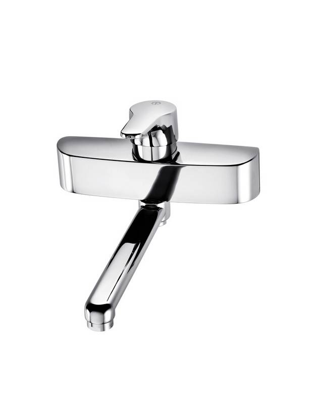 Bathroom sink faucet Nautic - wall mounted - Energy class B, saves energy and water 
Adjustable comfort flow and comfort temperature
Plugged connections for extra water outlets