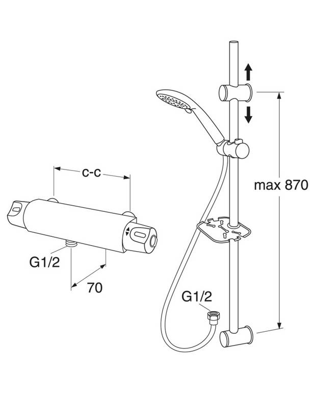 Shower mixer Nautic - Energy class A, saves water and energy
Safe Touch reduces the heat on the front of the faucet
Maintains even water temperature upon pressure and temperature changes