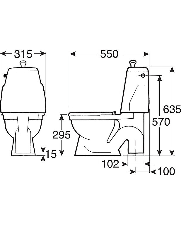 Toilet 305 children´s model - S-trap - Low model
Suitable for children