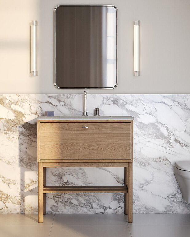 Washbasin mixer Ducentic - Created for the 200 year anniversary of Gustavsberg, celebrating the heritage of caftsmanship and design
Swiveling spout, can be locked at 0, 60 or 110 degrees
Contains less than 0.1% lead