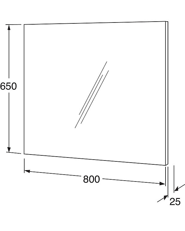 Kylpyhuoneen peili Artic - 80 cm - Mittapiirros - 4880_80_nolight_drawing.jpg