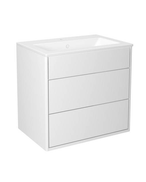 Bathroom cabinet Graphic - 60 cm - All-covering porcelain sink
Hidden compartment for storing small things 
The fold out compartment provides extra shelf space