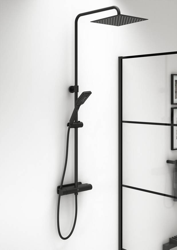 Dušo stovas „Estetic Square“ - Including smart shelf for more storage space
Maintains even water temperature during pressure and temperature changes
Combines nicely with our various shower sets