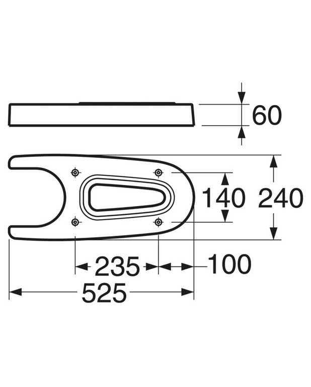 Hjälpmedel - toalett - förhöjningssockel till Nordic 2300 & 394 - 60 mm hög
Kan eftermonteras
Dold fastsättning