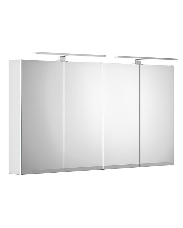 Bathroom mirror cabinet Artic - 120 cm - Integrated outlet inside the cabinet
LED-lighting above and beneath the cabinet
Manufactured in moisture resistant materials