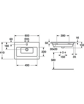 Valamukapp Artic – 60 cm - Joonis - Gustavsberg_Vanity_unit_Artic_600mm.jpg
