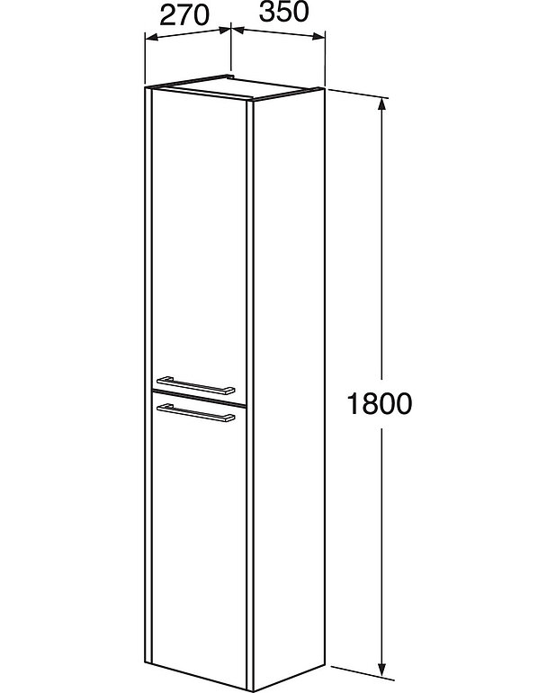 Bathroom storage Nordic³ - 35 cm - Doors with Soft Close for gentle closing
Two adjustable glass shelves and one fixed shelf
Comes assembled