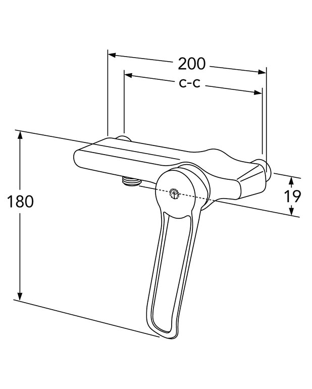 Shower mixer New Nautic - Singel lever - Drawing - Gustavsberg_Shower_mixer_single_lever_Nautic_Care_connection_down.jpg