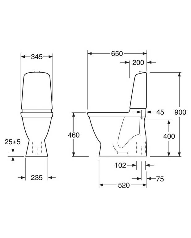 Toalettstol Nautic 5546 - s-lås, hög modell - Städvänlig och minimalistisk design
Heltäckande kondensfri spolcistern
Hög sitthöjd för högre bekvämlighet