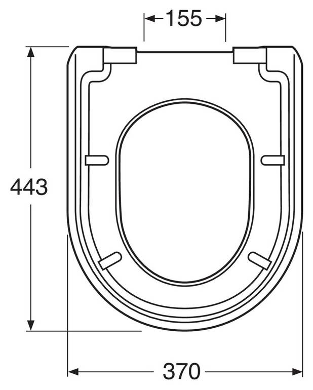 Tualetes poda vāks - invaldīu podiem 9M67 - Piemērots tualetes podiem 4G01 & 4G95
Slīdes atdure sānu stabilitātei
Padziļināta rieva gar vāka malu atvieglo atvēršanu