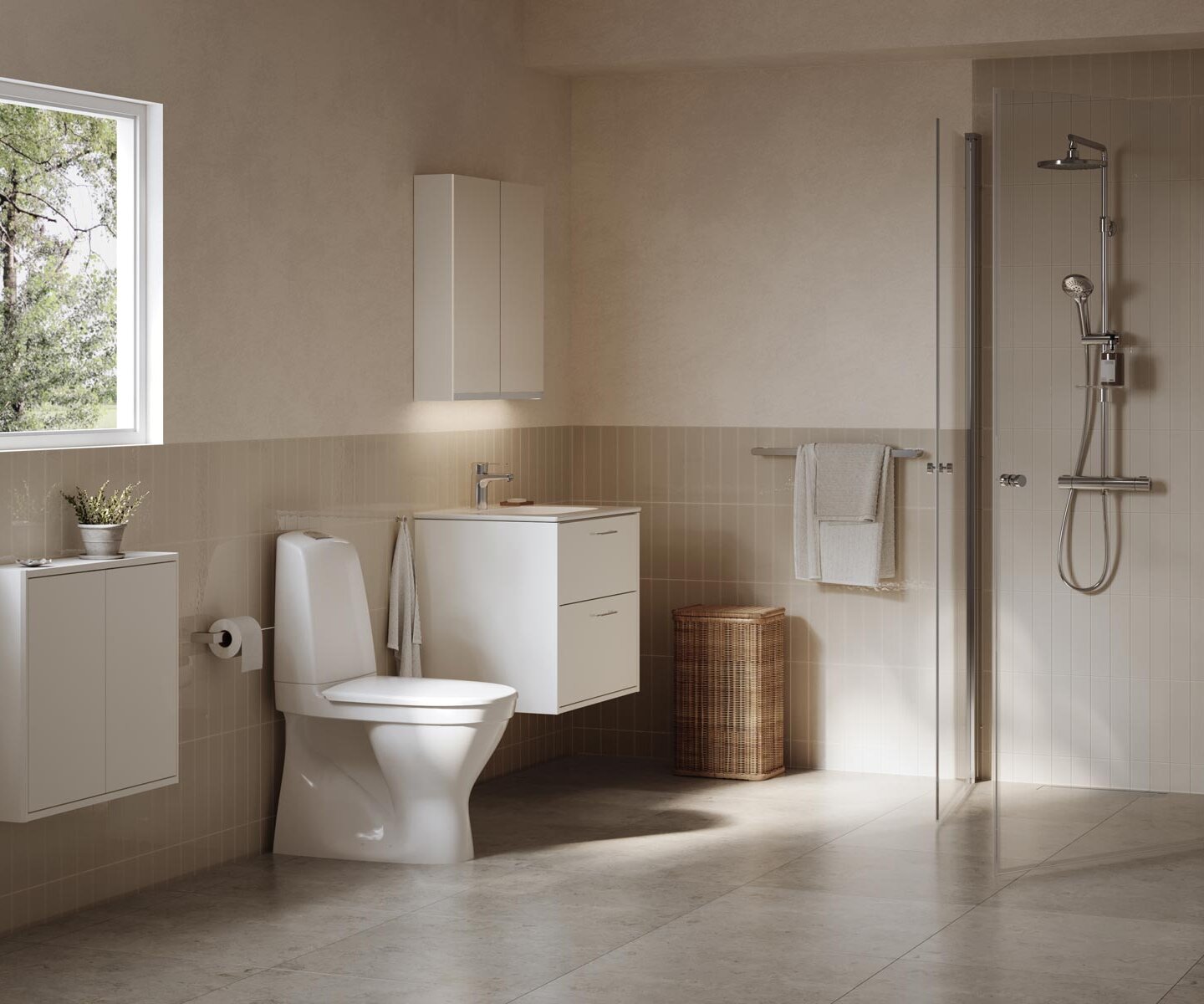 Nautic WC modell 1501 i ett beige badrum