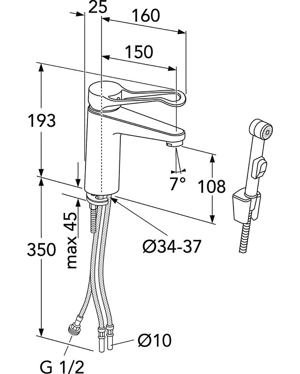 Pesuallashana Uusi Nautic - 150 mm:n juoksuputki - Contains less than 0.1% lead 
Energy Class A
Cold-start, only cold water when the lever is in straight forward position