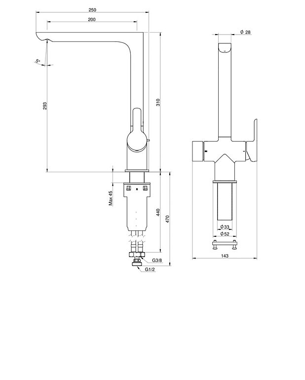 Keittiösekoittaja Estetic - Mittapiirros - GB41208096_53__20250903-Skiss_Drawing.jpg