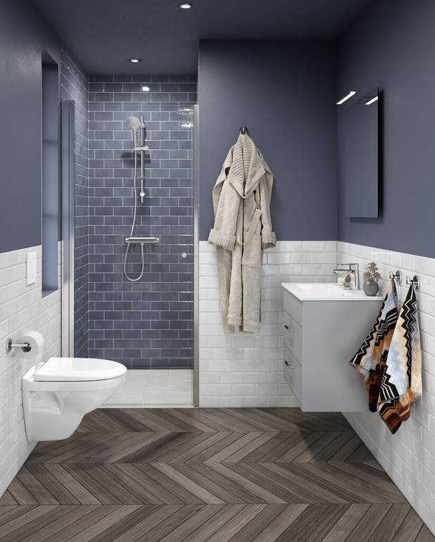 Veggmontert toalett Nautic 5530 - Enkelt å rengjøre og med minimalistisk design
Passer med våre Triomontfiksturer
Fleksibel boltavstand c-c 180/230 mm