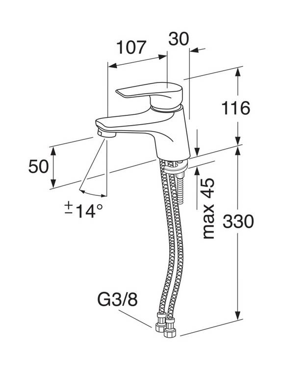 Håndvaskarmatur Dynamic - Moderne design
Lav model til mindre håndvaske
Keramisk tætning til drypsikring og lang holdbarhed