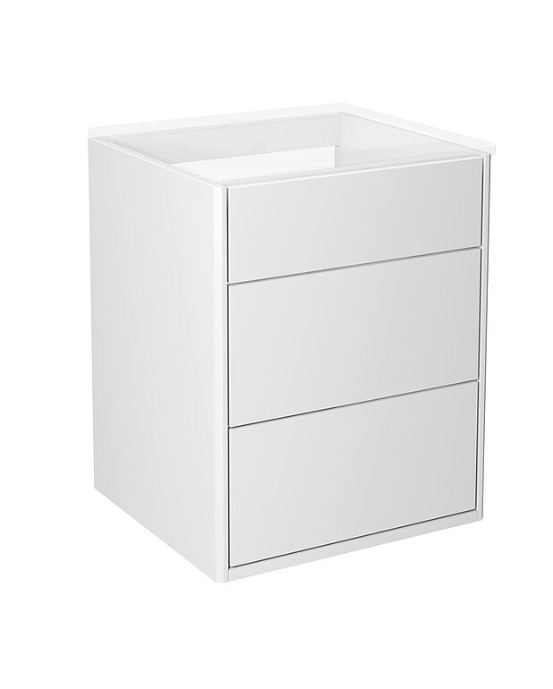 Bathroom cabinet Graphic - 45 cm - Short depth - makes it fit also in small bathrooms
Hidden compartment for storing small things 
The fold out compartment provides extra shelf space