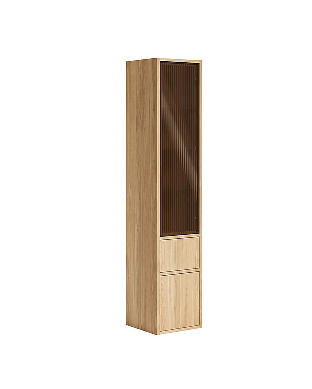 Ducentic Tall cabinet wih glass door and drawer 35cm - Soft-closing doors