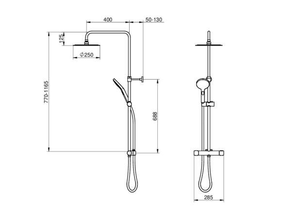 Shower column Atlantic Round - 40 c-c - 40 c-c for mounting with external pipes
Continuous pipe connection
Safe Touch function minimizes the heat on the front of the mixer