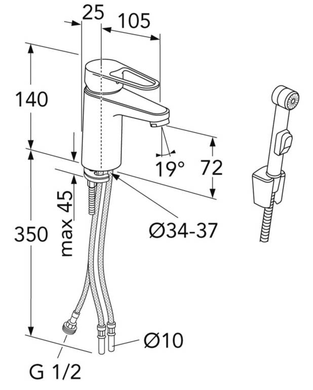 Washbasin mixer New Nautic - Contains less than 0.1% lead 
ECO Flow adapted flow
Cold-start, only cold water when the lever is in straight forward position