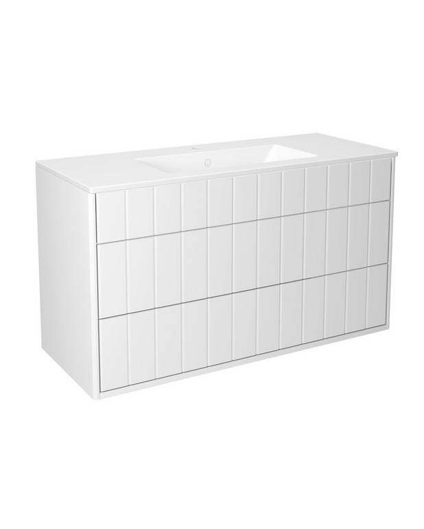 Bathroom cabinet Graphic - 100 cm - All-covering porcelain sink
Hidden compartment for storing small things 
The fold out compartment provides extra shelf space
