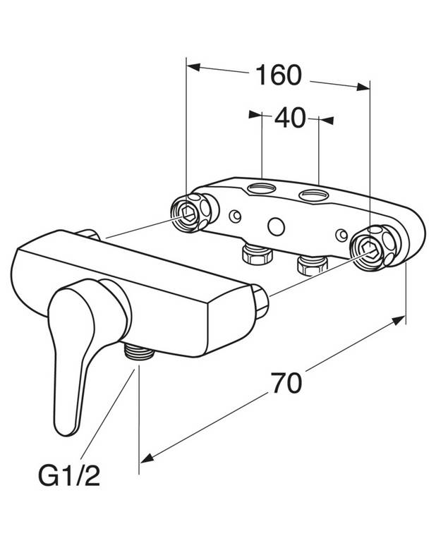 Shower mixer Nautic - single-lever - Adjustable comfort flow can be activated as needed
Adjustable max temperature for increased scald protection
Can be adjusted for universal accessibility with extended lever