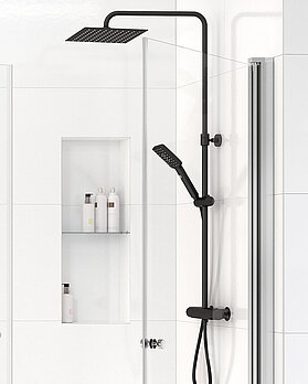 Shower column Estetic Square - 3-functional hand shower with a pushbutton