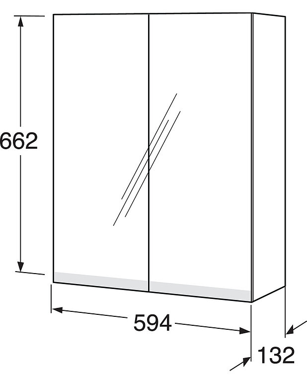 Peilikaappi Artic – 60 cm - Mittapiirros - Gustavsberg_Mirror_cabinet_Artic_600mm.jpg