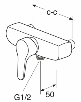 Смеситель для душа Nautic с вертикальным рычагом и нижним подключением душевого шланга.150 c-c Хром