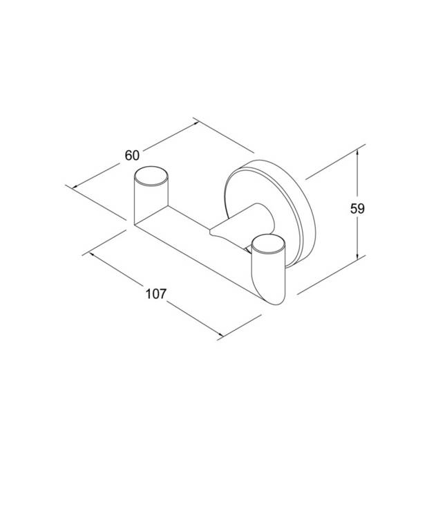 Towel hook, double Round - A classic design with round lines
Can be screwed or glued
Made of metal