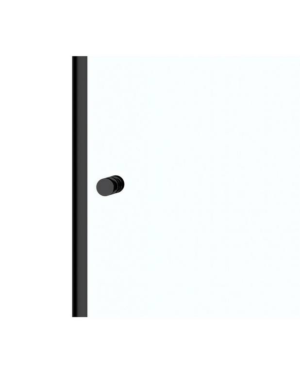 „Round“ durų kampinis komplektas - Keičiama atidarymo kryptis – galima montuoti dešinėje arba kairėje
Uždėti durų profiliai – greitas ir paprastas montavimas
Matiniai juodi profiliai ir durų rankenos