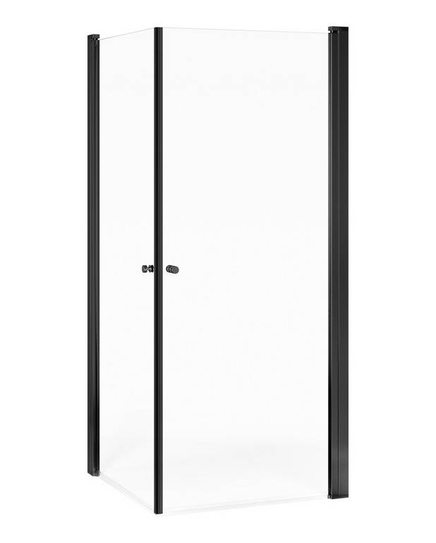 Square shower door corner set - Reversible for right/left-hand installation
Pre-fitted door profiles for quick and simple installation
Matte black profiles and door handles