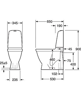 Toalettstol Nautic 1546 - s-lås, hög modell, Hygienic Flush