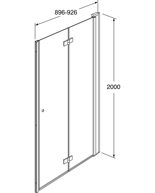 Square Foldable shower door niche set - Drawing - Square_Shower_door__folding_for_Nische_Right_90cm_web.jpg