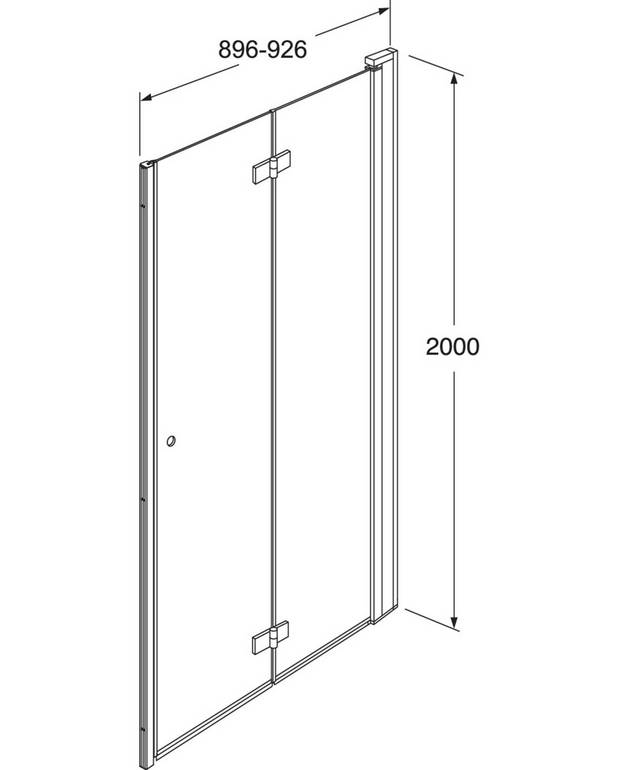 Square Foldable shower door niche set - Foldable door, takes up less space
Polished profiles and integrated door handle
Pre-fitted door profiles for quick and simple installation