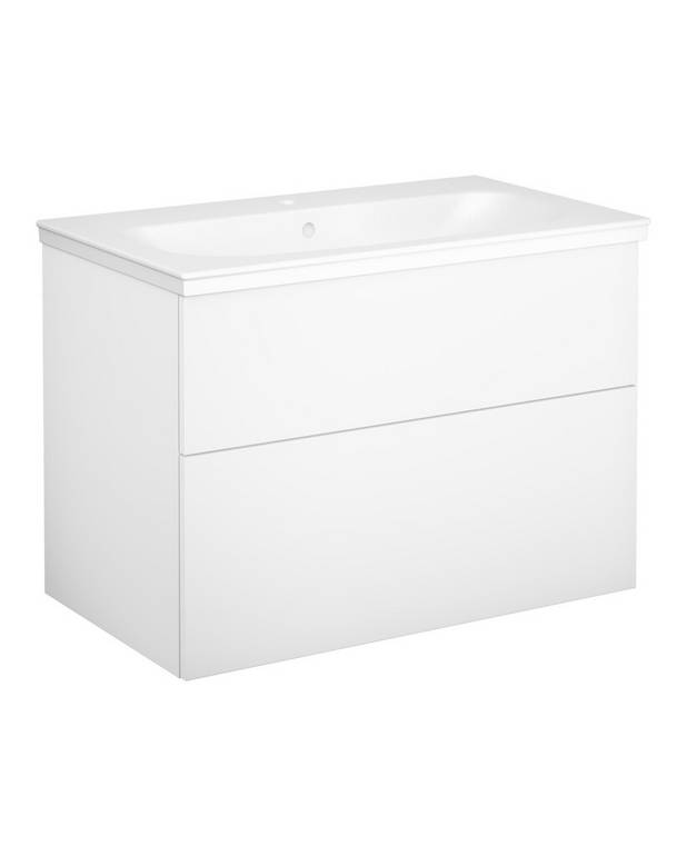 Bathroom cabinet Artic - 80 cm - Fully extendable drawers with soft closing
Washstand water trap that saves space in cabinet 
Manufactured in moisture resistant materials