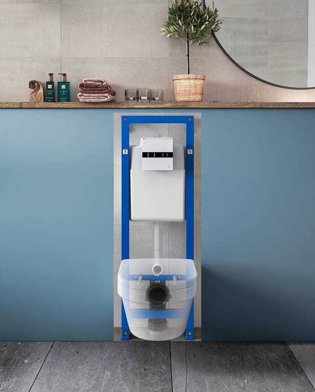Fixture Triomont XS - for toilet with wall control panel - Flushing can be set to 4/2 l
Large range of flush buttons in different materials and colours
Suitable for installation on a straight wall or in a corner