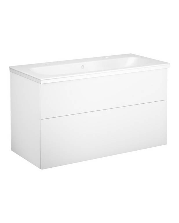 Bathroom cabinet Artic - 100 cm - Fully extendable drawers with soft closing
Washstand water trap that saves space in cabinet included
Manufactured in moisture resistant materials