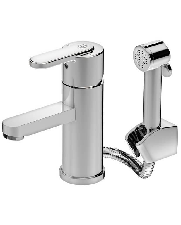 Bathroom sink faucet Nordic Plus - Adjustable max temperature for safer scalding protection
Ceramic seal for drip-free operation and long service life
Type approved flexible water connection for easier installation